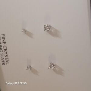 Giani Bernini Fine Crystal Sterling Silver Stud Earrings Set Nwt